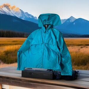 Eddie Bauer Full Zip Jacket Windbreaker Vented Teal Mens‎ XL Vintage Hooded